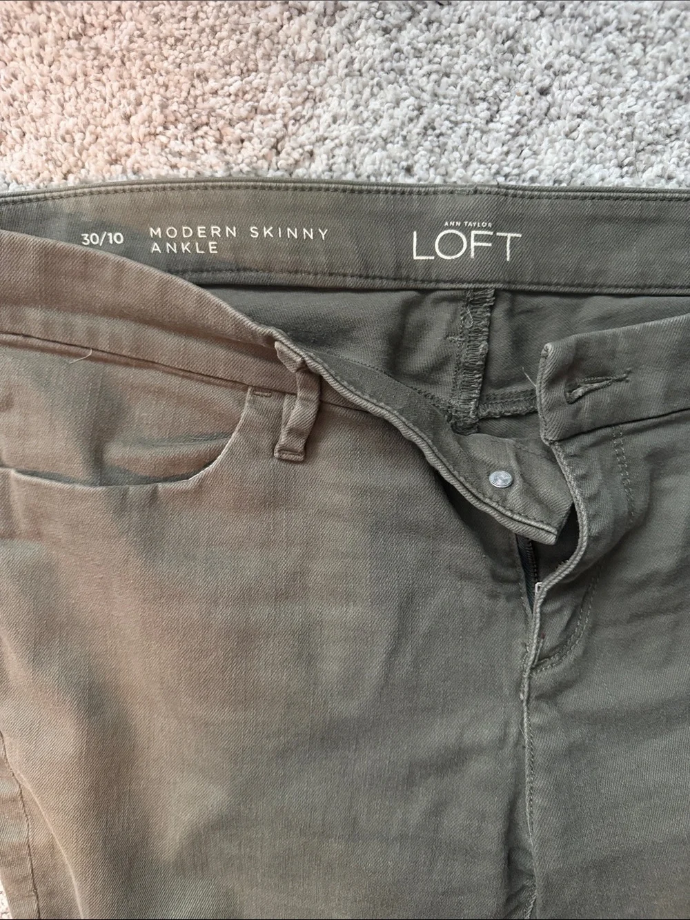 LOFT Olive Green Cropped Tapered Pants